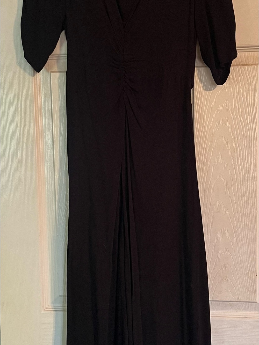 Old Navy Black Maxi Dress with V-Neck and Front Ruching